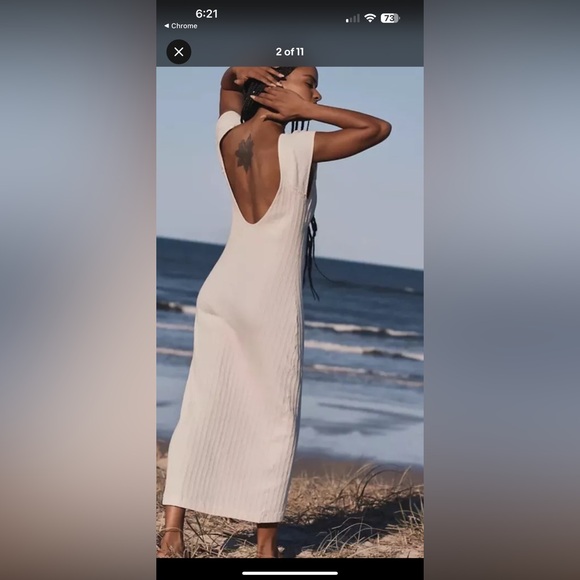 NWT-FREE PEOPLE FP BEACH VERONA MAXI TEXTURED KNIT COLUMN DRESS IVORY LARGE - Picture 2 of 10